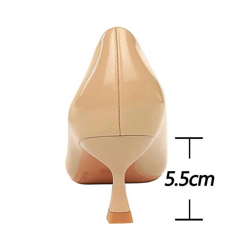 Shoes Women 5.5cm Heels Patent Leather Women Pumps Occupational OL Office Shoes Fashion Kitten Heels Large Size 42 43