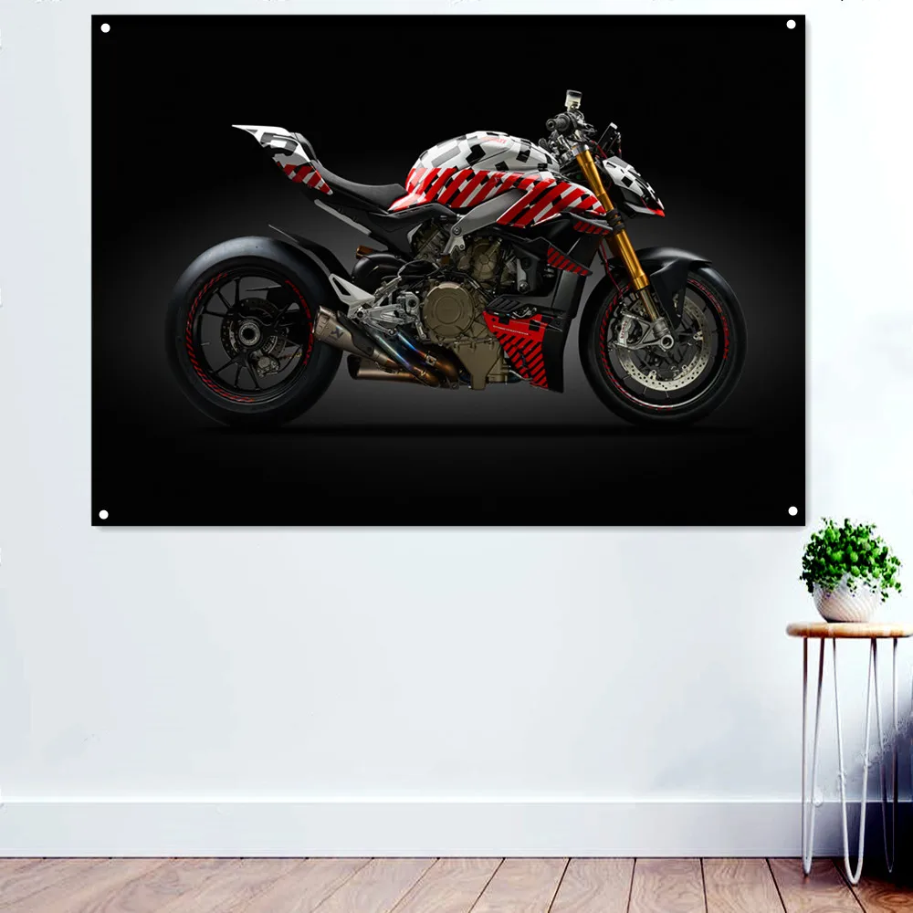 

Streetfighter Motorcycle Posters & Prints For Boys Room Banner Wall Art Flag Pub Club Man Cave Bar Garage Wall Decor Painting