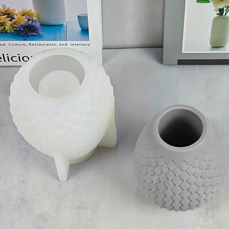 Long Scale Vase Silicone Mold DIY Epoxy Resin Decorative Crafts Cement Gypsum Pen Storage Mold
