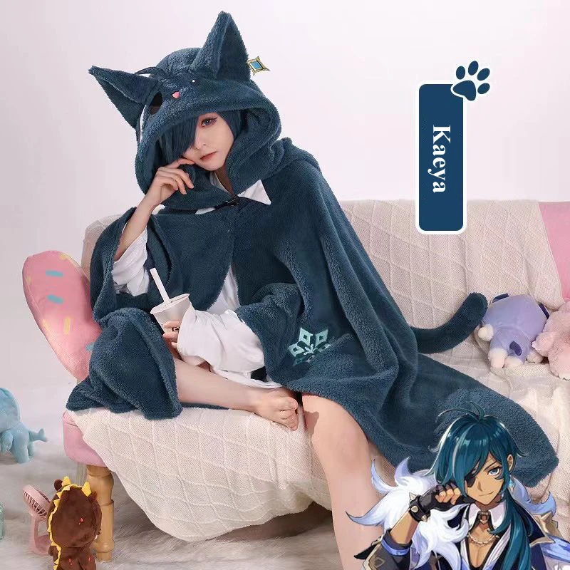 

Genshin Impact Hoodie Blankets Tighnari Scaramouche Xiao Kaveh Kaeya Venti Hutao Lyney Fleece Cloak Cape Pajamas Cosplay Costume