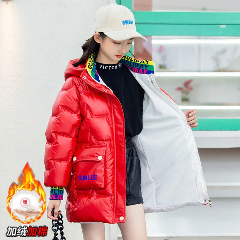 Girls Winter Jacket Children's Thick Warm Coat Kids Hooded Coats Baby Thick Parka Bunny Decoration Winter Clothing Outerwear