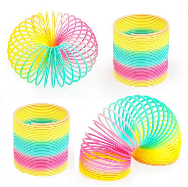1pcs Rainbow Circle Funny Toys Early Development Educational Folding Plastic Spring Coil Children's Creative Magical Toys 2