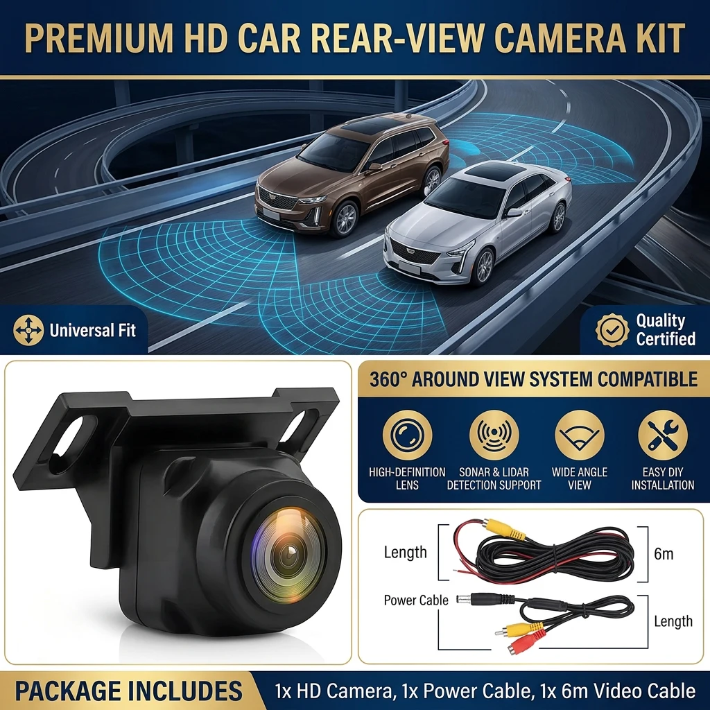 Telecamera di Retromarcia per Auto 1080P, Antiinterferenza, Angolo di Visione 170 Gradi, Regolabile, Compatta - Image 2