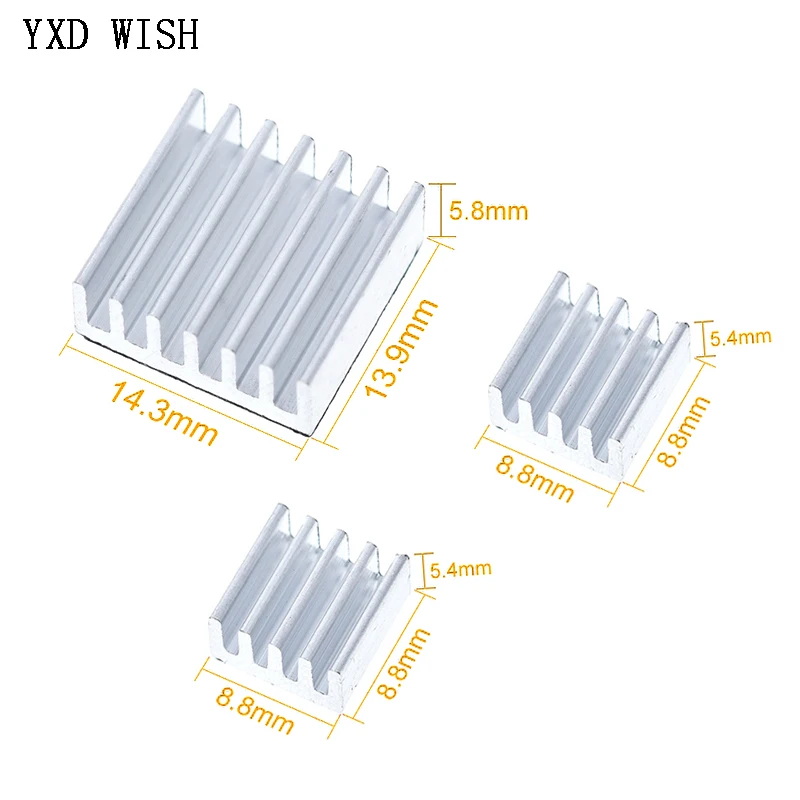 30pcs Aluminum Heat Sink Set Adhesive Raspberry Pi Heatsink Cooler Pure Kit Radiator For Cooling Raspberry Pi 2 B 3pcs v6 heat sink 1 75mm 3d printer radiator aluminum cooler heatsink kit for v6 prusa i3 mk3 j head extruder hotend