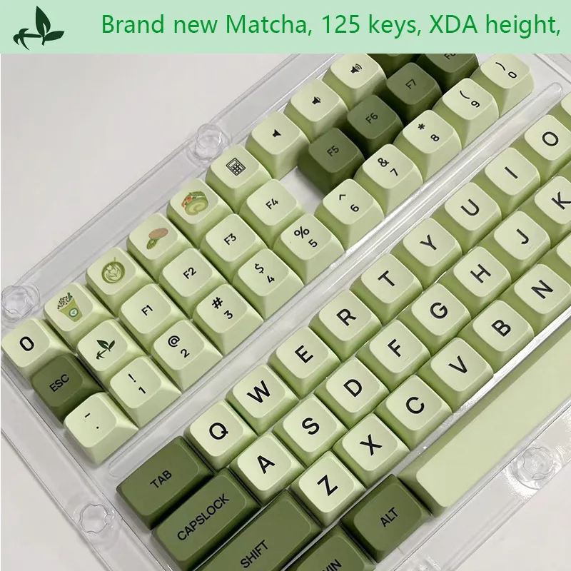 

Xda Matcha 125 Key Keycaps Cheese Green Heat Sublimated Keycap Small Full Set Pbt Caps for Wireless Mechanical Gaming Keyboards