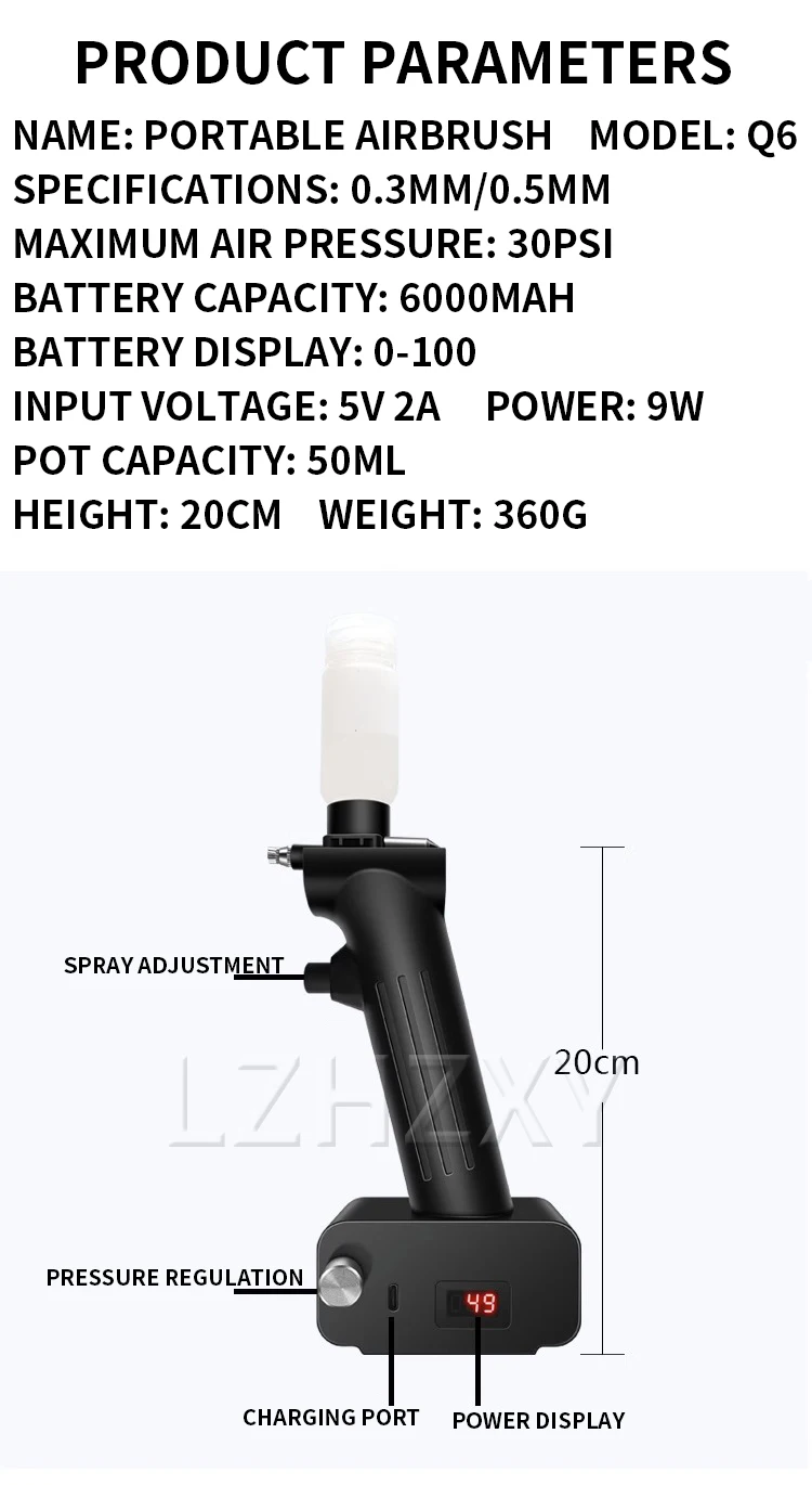 No-clean airbrush gun, model spray painting, air pump acrylic paint painting, po