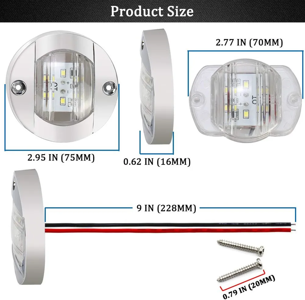 Marine Boat Lights 12V LED Round Stern Transom Anchor Navigation