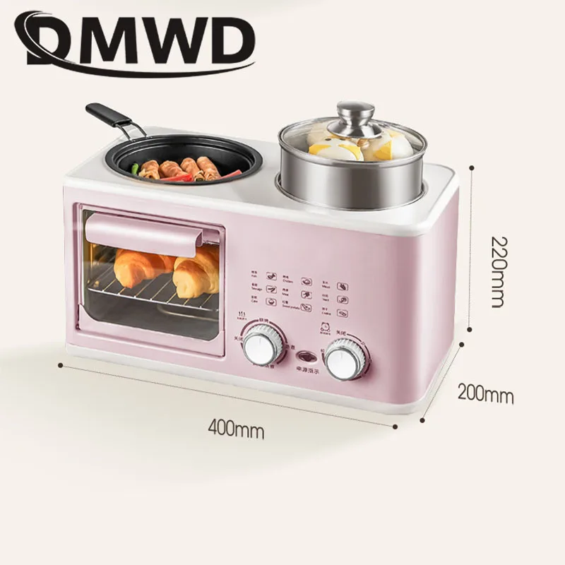Household Electric 3 in 1 Breakfast Machine Bread Toaster Oven Omelette Frying Pan Hot Pot Boiler Food Steamer Pasta Cooker EU