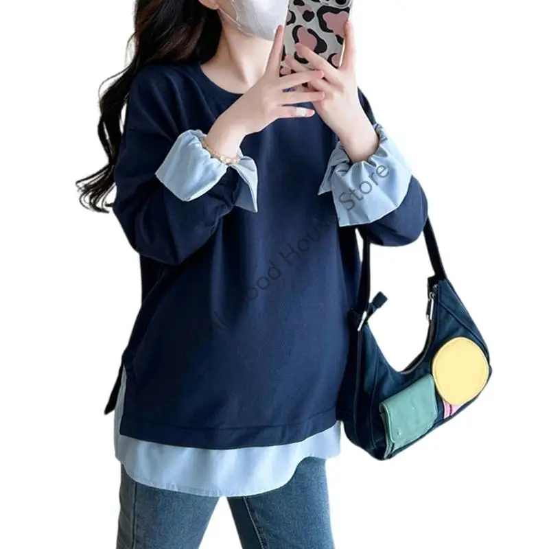 D0LA 통기성 코튼 출산 운동복 대형 가짜 투피스 스타일 임신 탑 소프트 편리한 이동성