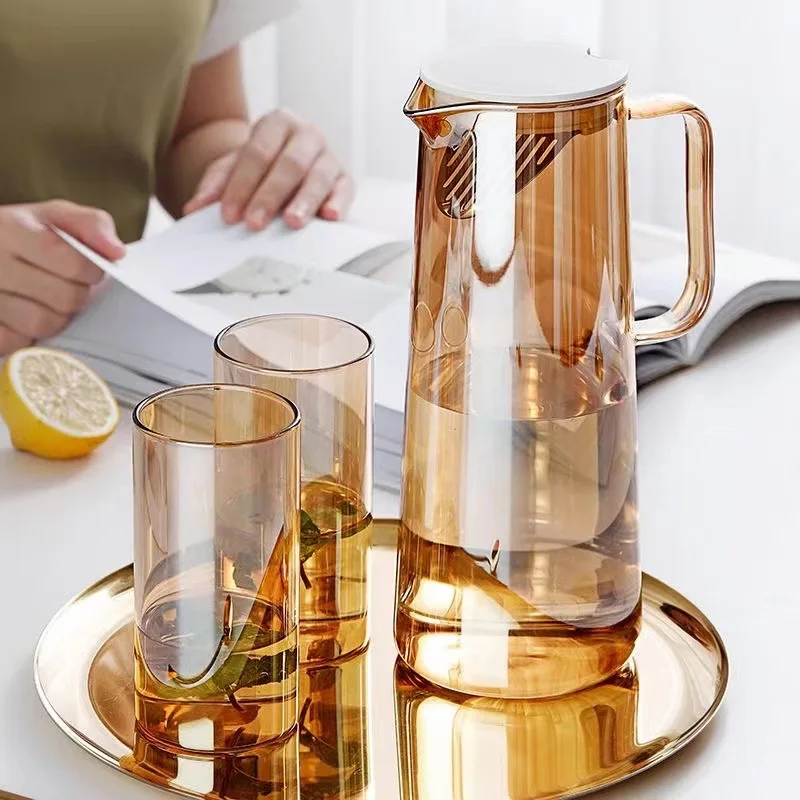 Wasserkrug Aus Glas 1,8 Liter – Flache Karaffe Mit Deckel Für Kühlschrank, Heiß & Kalt Geeignet