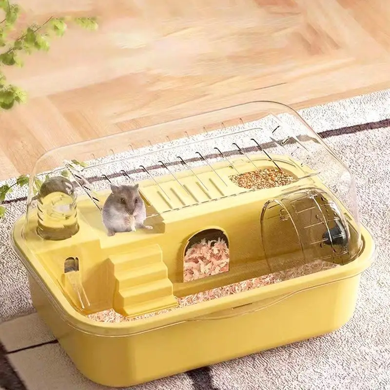 Small Hamster Cage Hedgehog Sleeping House With Transparent Lid Anti-escape Small Animal Accessories Removable Hamster Safety