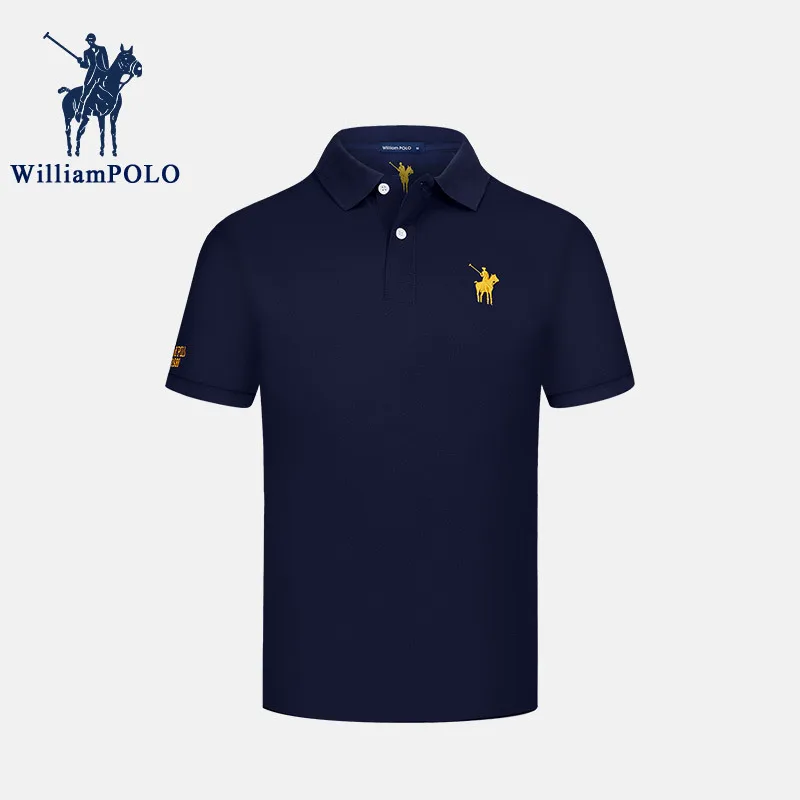 

Дизайнерская Летняя мужская футболка WILLIAMPOLO, дышащая хлопковая Футболка с вышивкой, с отложным воротником и коротким рукавом, Модный повседневный Топ, P211326