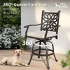 Outdoor Swivel Bar Stools Set of 4, Cast Aluminum Patio Pub Height Bar Stool & Chairs with Seat Cushion 2