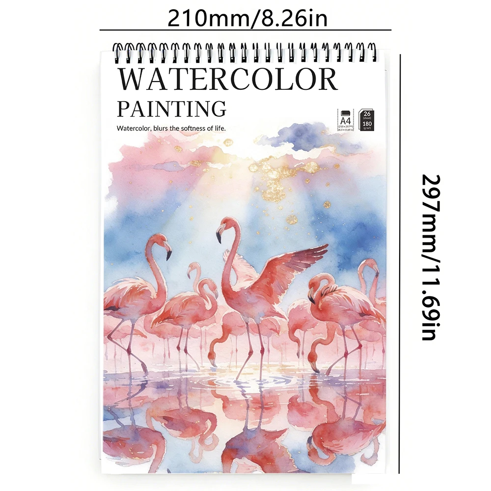 A4 스프링 제본 수채화 용지 패드, 180gsm 고중량 콜드프레스 용지, 아티스트, 학생용 하드커버 스케치북, 다음 용도에 이상적