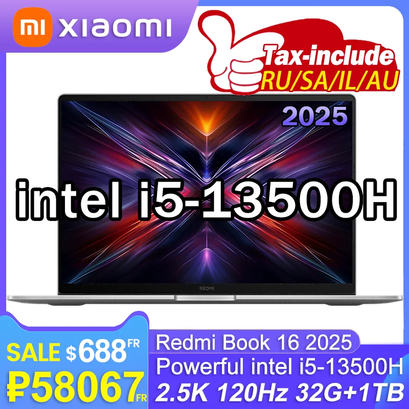 Xiaomi Redmi Book 16 2025 intel i5-13500H 32GB 1TB 16inch 2.5K 120Hz Screen notebook laptop