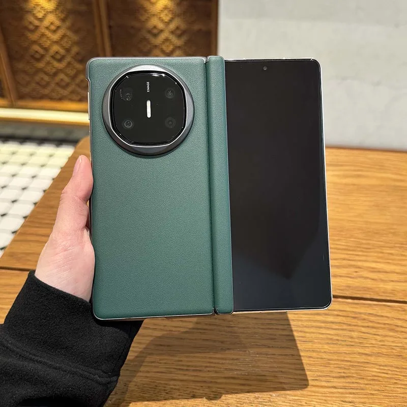 Luxury High-Quality Solid Matte Leather Folding Hinge Shockproof Protective Case