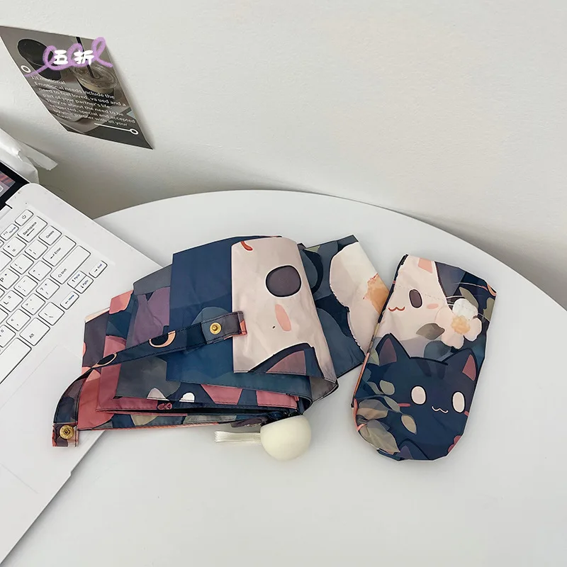 Cartoon Cat Umbrella Strong Stand Smart Umbrella Full Automatic UV Protection Mini Parapluie Anime