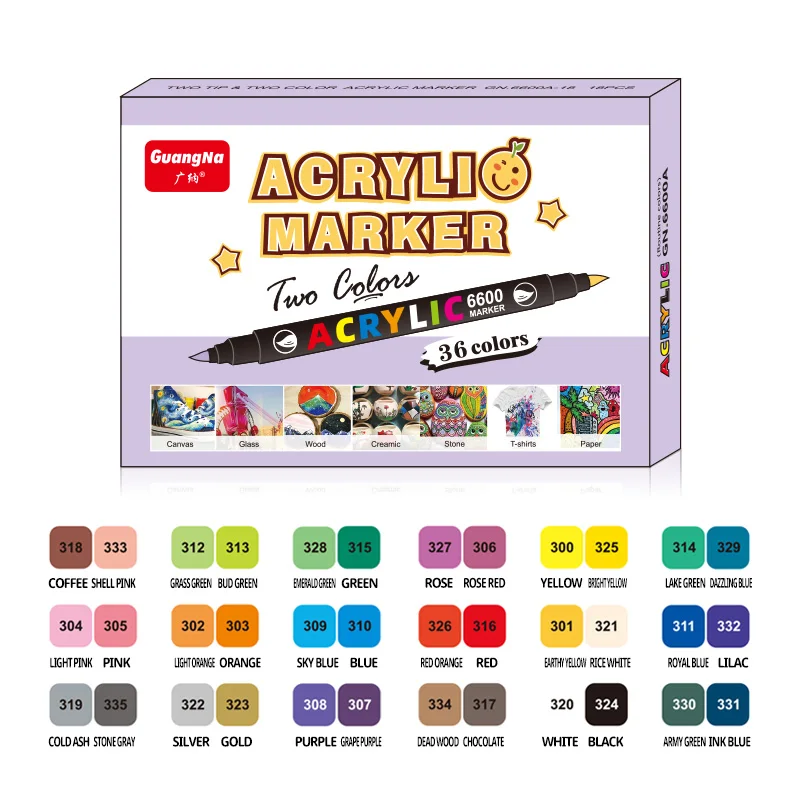 Sketching Markers Set Dual Brush Acrylic Paint Pens 84/36 Colors For Calligraphy Lettering Rock Glass Canvas Metal Ceramic Wood