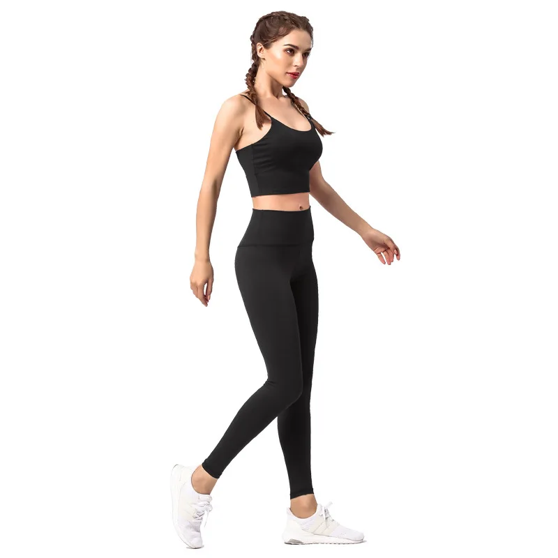

2022 New Yoga Suit women's breast padded sports bra nylon nude yoga pants two pieces
