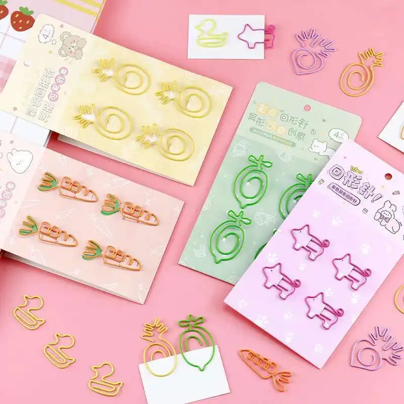 1 Pack Cartoon Creative Carrot Pineapple lemon Duck Pig Metal Office School Supplies Cute Paper Clips Gift paper clips