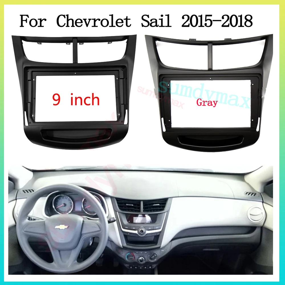 

9 inch Car Radio Frame Fascia for Chevrolet Sail 2015 -2018 DVD Trim Panel Dashboard Mount Kit 2 Din Installation Stereo