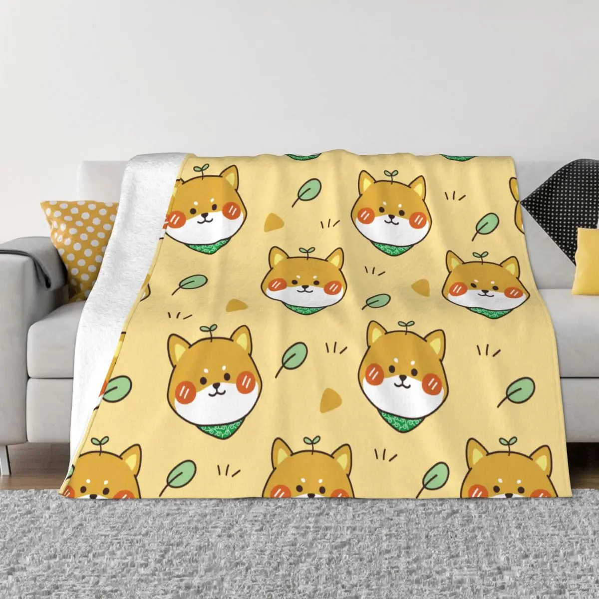 

Kawaii Shiba Inu Dog Blankets Flannel Printed Hand Drawn Pet Multi-function Soft Throw Blankets for Bed Bedroom Plush Thin Quilt