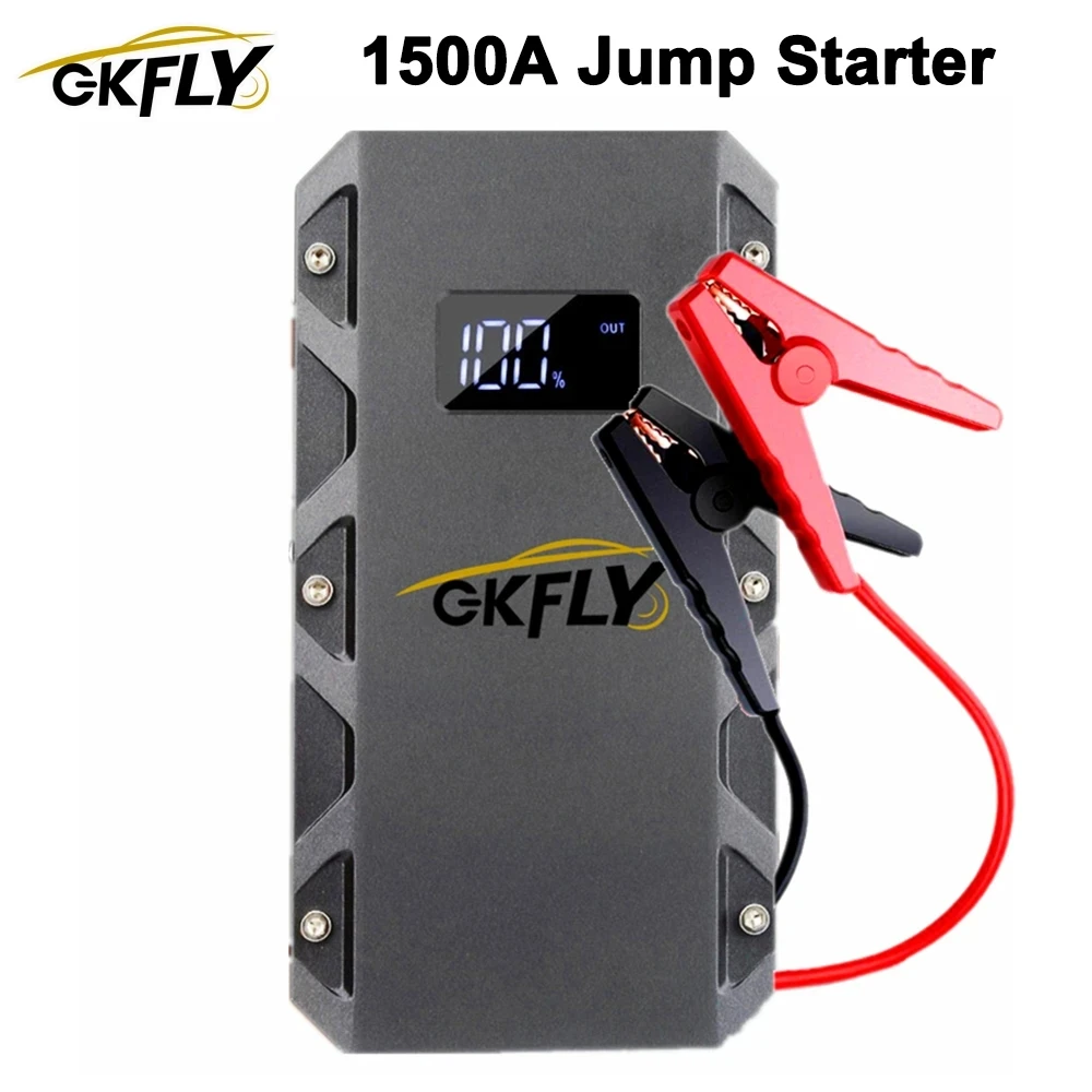 GKFLY Car Jump Starter 18000mAh 1500A 12V Output Portable Emergency Car Starter Power Bank Booster Starting Device