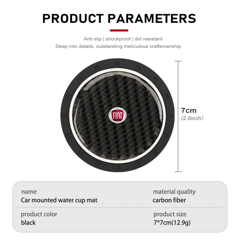 Cup Holder Inserts 2Pcs Car Water Cup Anti-slip Pad Carbon Fiber Holder Mat For Fiat 500 Grande Punto Tipo Stilo Palio Astra Bravo Panda