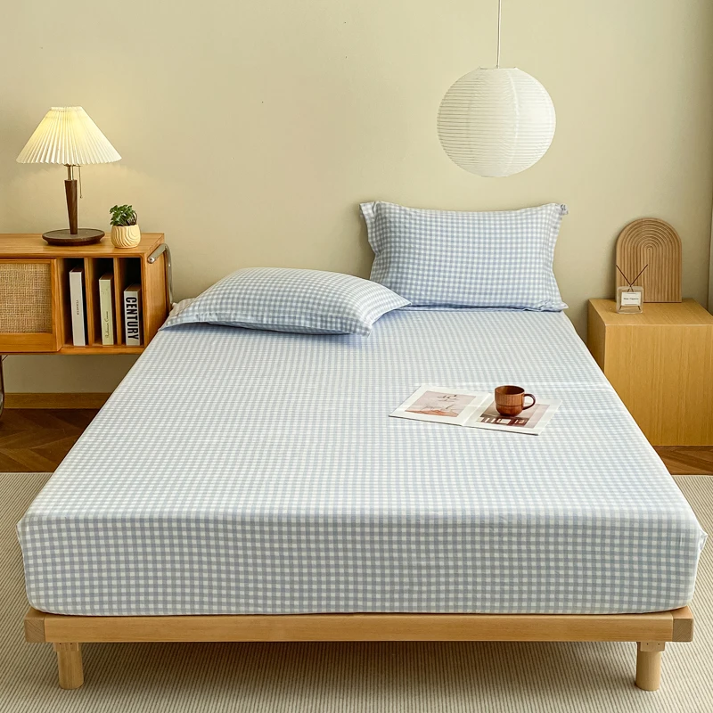New Pre-Washed Fitted Sheet 1Piece- Classic Plaid Design, Ultra-Soft Microfiber Fabric, Breathable Mattress Cover -Easy Care 2