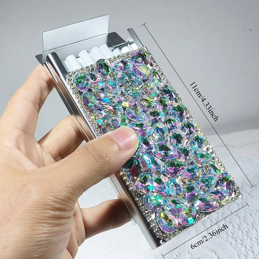 Elegant Rhinestone-Embellished Slim Cigarette Case