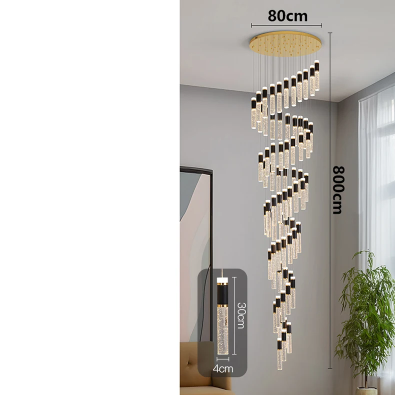 Modern Crystal Chandelier - Elegant Pendant Lamp for Living Room and Staircase
