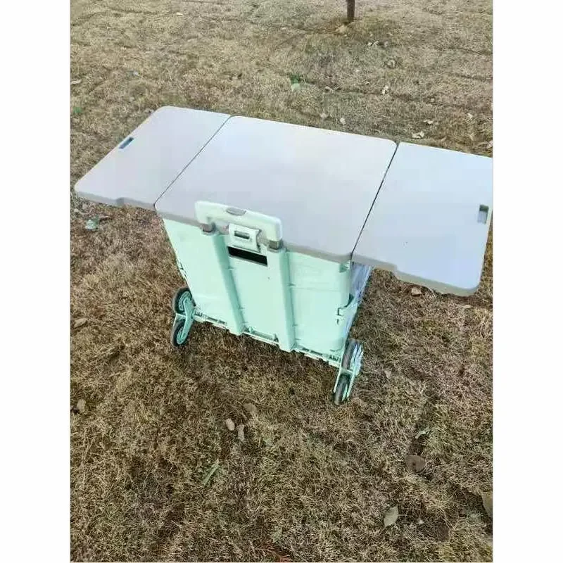 8 Wheels Large Capacity 50L Folding Trolley, Climbing Stairs Shopping Cart Grocery Utility Wagon with Lid
