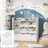 Toy Storage Organizer with 3 Drawers,Bookshelf and Bookcase with 6 Plastic Bins & 2 Storage Cubbies,Toy Storage Box for Playroom 6