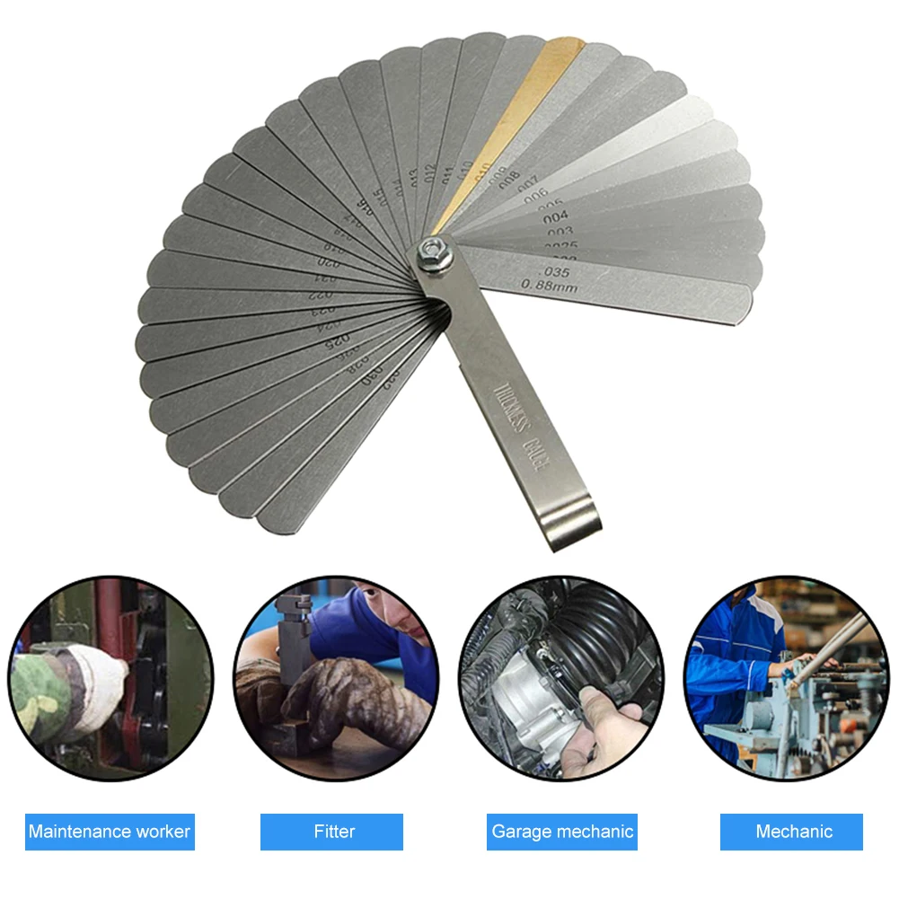 32 Blades Combination Feeler Gauge Metric 0.04-0.88mm Thickness Measuring Tools