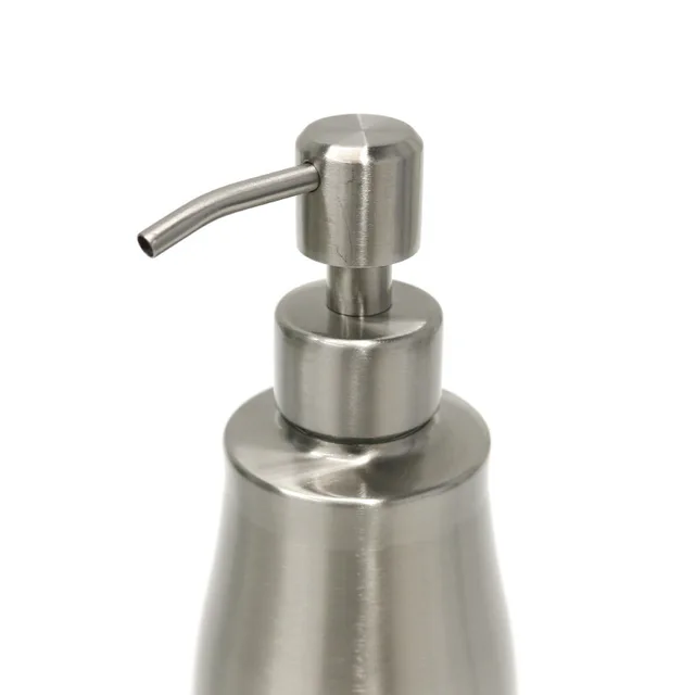 1ชิ้นเครื่องจ่ายสบู่เหลวเหลว304สแตนเลส + ขวดแก้วใสเจลอาบน้ำมือกดห้องน้ำ300มล. 2