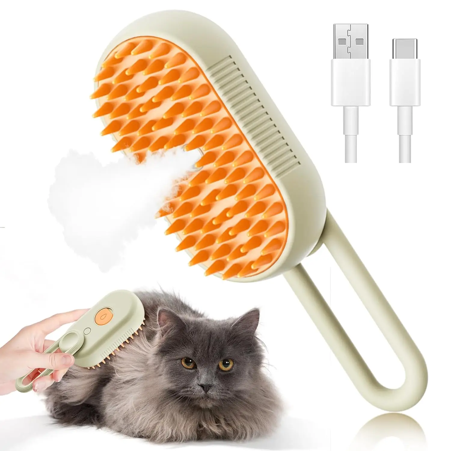 Huisdierenset 3-in-1: Massageborstel voor honden, stoomborstel, spray, ontklit en verwijdert losse haren, kam voor katten, hondenhaarverwijderaar._voghion.com