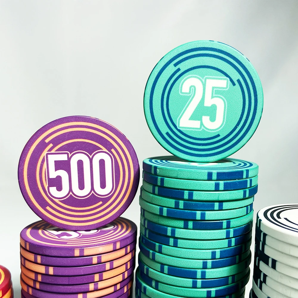 100pcs Ceramic Chip Set 43mm/pcs Texas Hold'em Poker Chips Casino Poker Chips Baccarat Entertainment Coins with Denomination 3