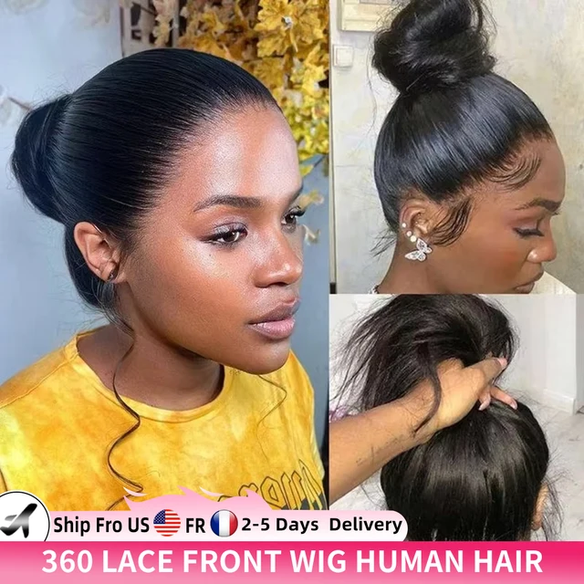 HD 360 pleine perruque de dentelle cheveux humains pré plumé HD dentelle perruque 13x6 perruques de cheveux humains 30 pouces os droite dentelle frontale perruque pour les femmes 1