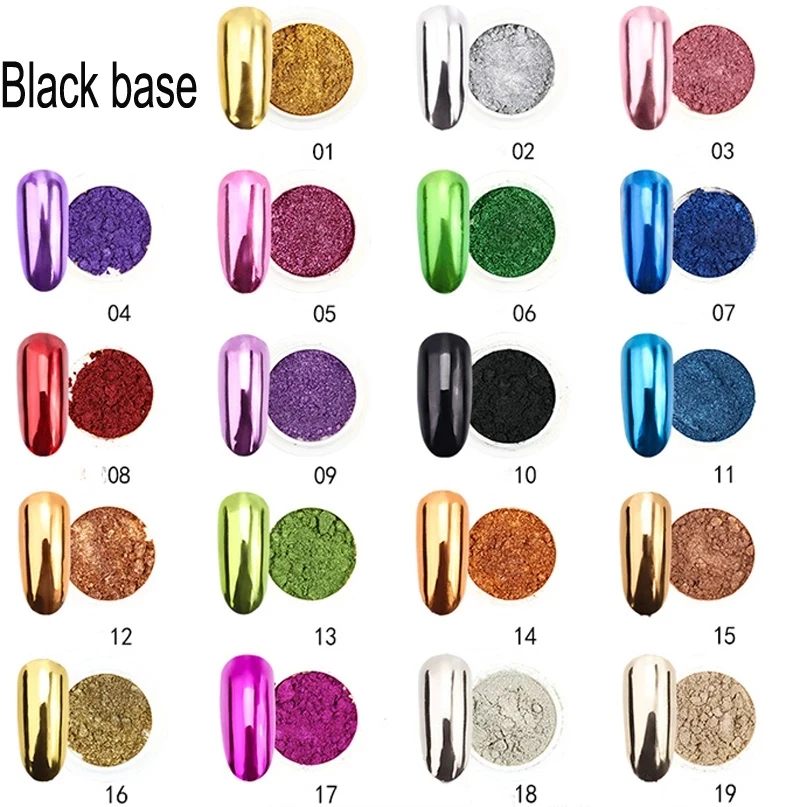 

50g/Bag 19 Colors Nail Mirror Glitter Powder Metallic Chrome Pigment Dust Nail Glitter Nail UV Gel Polish Decorations Manicure