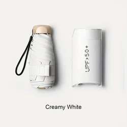 Mini Folding Umbrella with Lightweight Aluminum Handle and Cartoon Design (White)