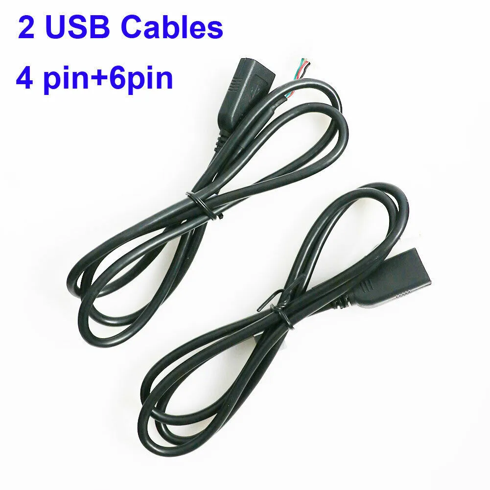 2PCS 75cm Car USB Cable Adapters 4Pin And 6Pin for Android Car Radio Stereo Connectors USB Extension Cable Adapters