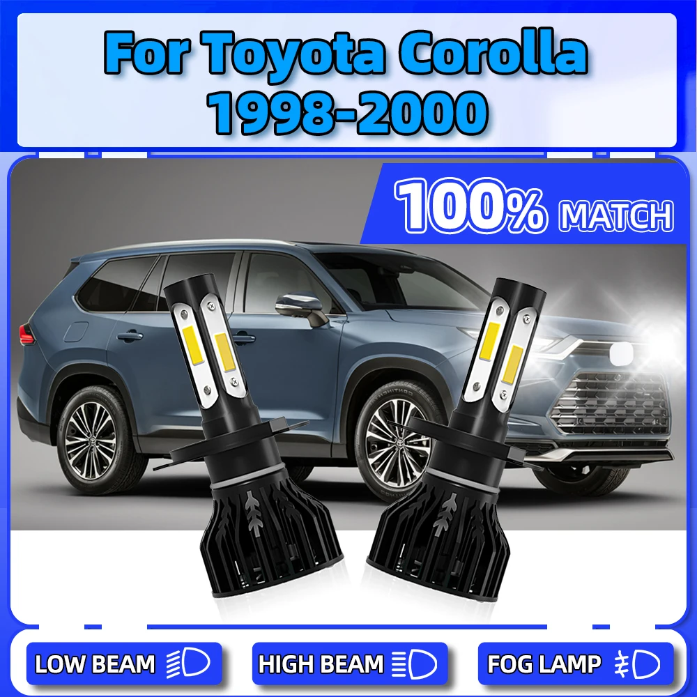 

2Pcs H4 LED Headlight Bulbs 20000LM 120W Auto Head Lamps 12V 6000K CSP Chips Car Headlamps For Toyota Corolla 1998 1999 2000