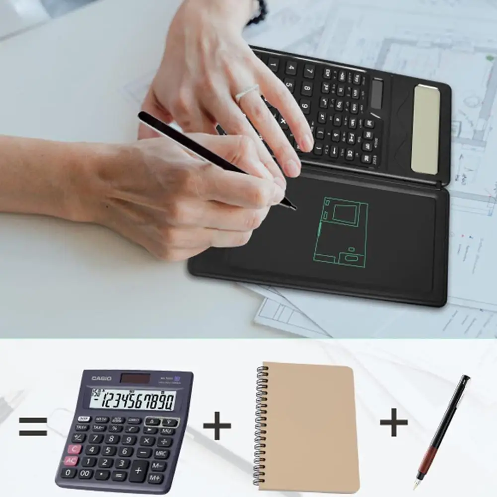 Foldable Calculato & 6 Inch LCD Writing Tablet Digital Drawing Pad With Stylus Pen Erase Button For Office Students Kid Business