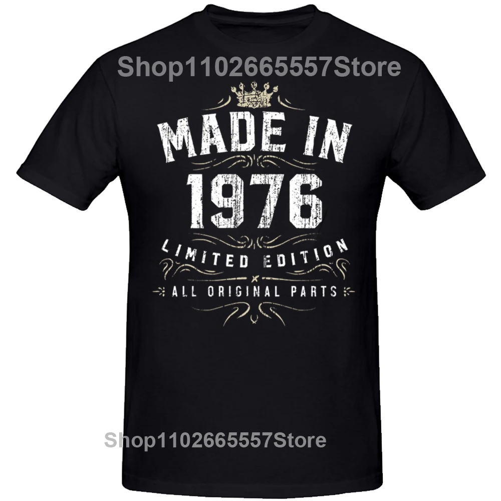 Lustig gemacht im Jahr 1976 alle Original teile Geburtstag 1976 Limited Edition T-Shirts Streetwear Kurzarm Geburtstags geschenke T-Shirt Männer – Detail 3
