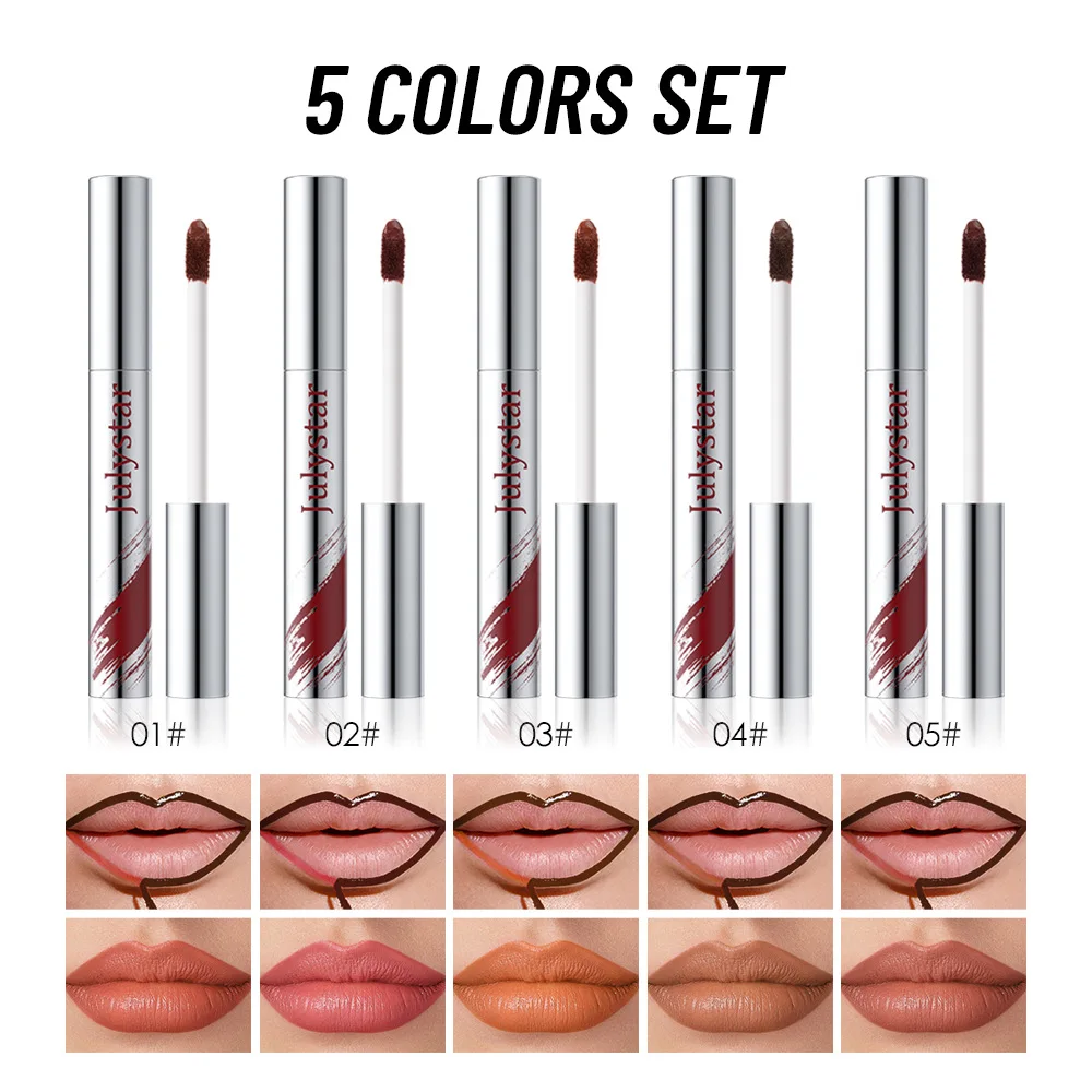 Peel Off Lip Liner Pen Set 5pcs Long-lasting Waterproof & Smudge-proof Peel Off Lip Liner Stain Peel Lipstick Natural