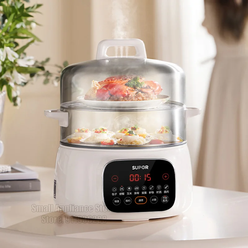 SUPOR 2 Layer Electric Steamer Multifunctional Household Hot Pot 16L Capacity Appointment Stainless Steel Steamed Bun Steamer 6