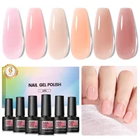 Coscelia Nail Gel Polish Set 7ml Jelly Nail GelCrystal Translucent Clear Pink Nail Art Semi Permanent Soak Off UV LED Varnish 1
