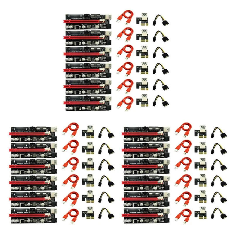 

18Pcs VER009 USB 3.0 PCI-E Riser VER 009S Express 1X To 16X Extender Riser Adapter Card SATA 15Pin To 6 Pin Power Cable
