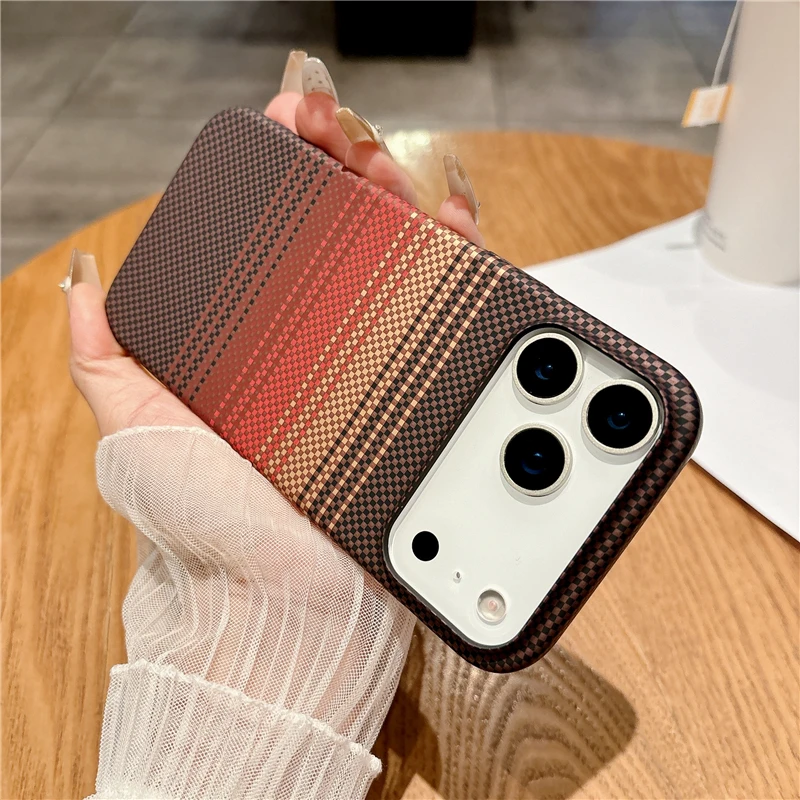 Carbon Fibre Kevlar Armor Magnetic Case with Wireless Charging Compatibility