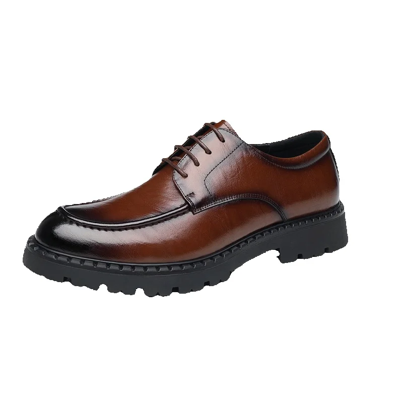 ct Suitable For All Seasons Men's Increasing 8cm Big Toe Genuine Leather Business Derby Invisible Height Increase Office Casual Shoes_voghion.com